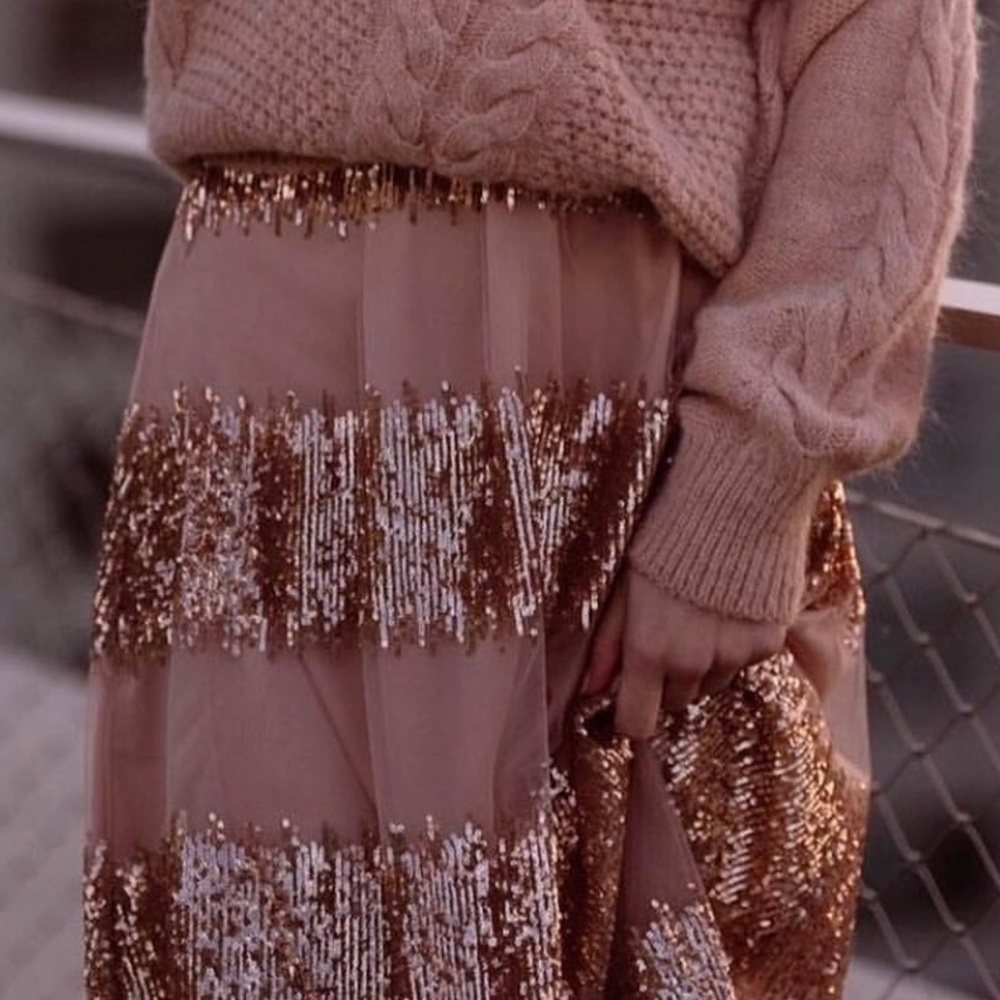 Eva Franco Anthropologie Sequin Blush Skirt - Picture 6 of 7